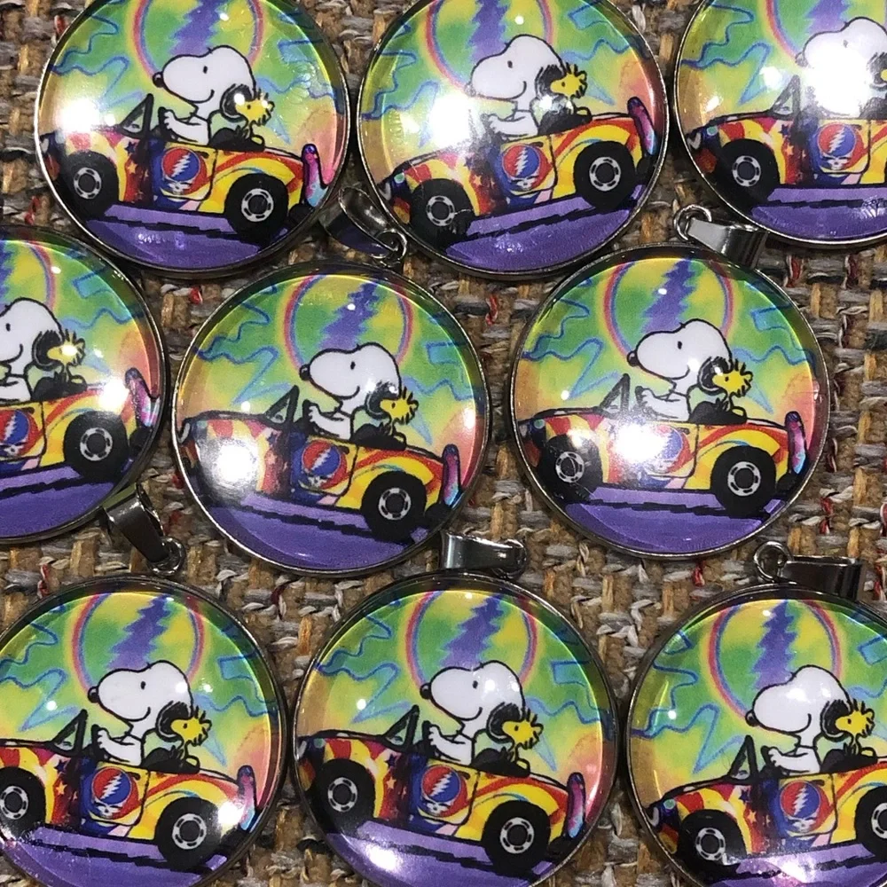 M GRATEFUL DEAD SNOOPY WOODSTOCK Custom Glass Cabochon Keychain BuyItWhenFound
